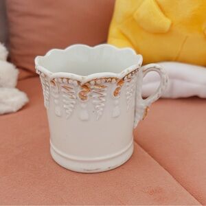 Antique White & Gold Porcelain Teacup